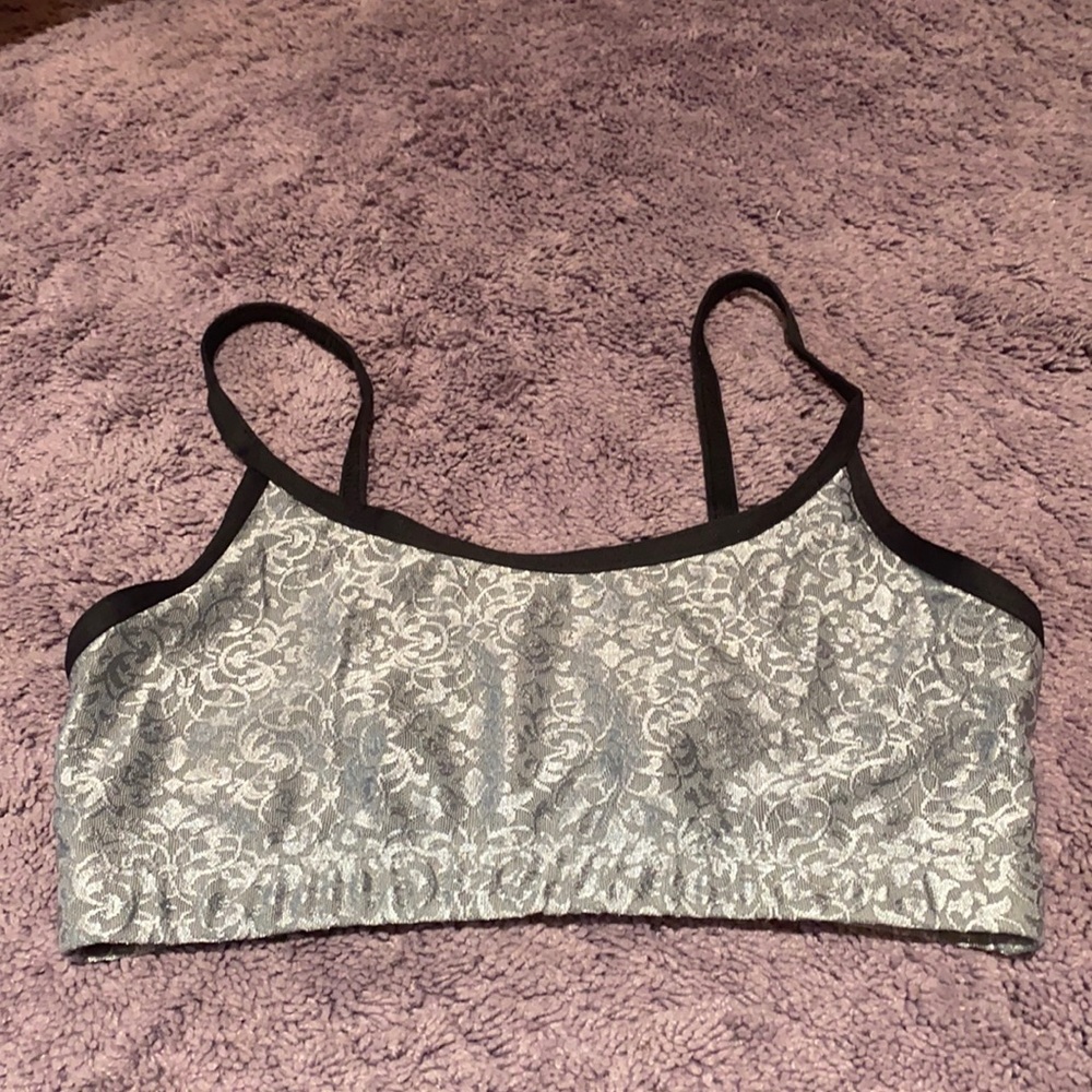 Grey lace sports bra